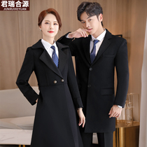 Hairy coat womens autumn and winter long Korean beauty salon jewelry shop front desk work clothes cashmere coat