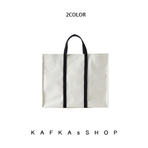KAFKAsSHOP black and white hand canvas bag literary large capacity portable cloth bag student Korean version Joker simple bag