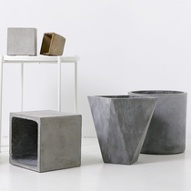 Large cement flowerpot Nordic floor creative personality simple with tray square living room large balcony bonsai Basin