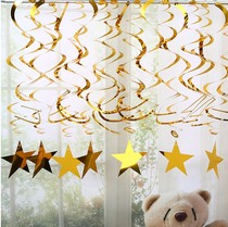 Shopping mall Christmas activity atmosphere decoration layout storefront indoor ceiling roof pendant star creative hanging decoration