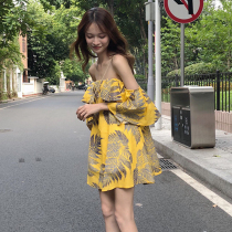 Shoulder Dress female 2020 Summer new sweet Moren hipster fairy seaside beach skirt