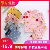 Childrens Clothing Foreign Trade Thermal Underwear Suit 2019 Winter New Men And Women Children Plus Suede Thickened Autumn Pants Suit