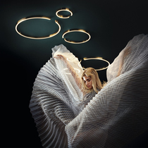 Postmodern extremely minimalist light extravagant creative circle Ring Living room Bedroom Book room Xuanguan dimming color temperature remote control suction top pendant lamp