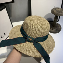 French custom small bee grass hat out of the beach hat lady foldable sun hat beach sunscreen sunhat tide