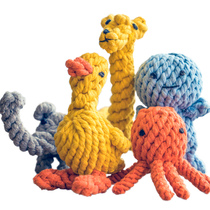 Pet knot rope toy bite-resistant puppies molar teeth to relieve boredom small dogs play by themselves with knitted rope ball dog cat toy