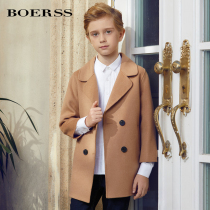 BOERSS boys handmade double-sided cashmere woolen childrens woolen coat coat Korean version of long woolen