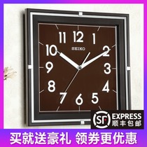 Seiko Wall Clock Square Watch Living Room Home Fashion Creative Modern Simple Luminous Clock Bedroom Silent Wall Watch