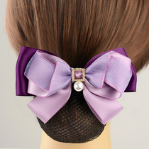 Floral headdress female professional hair jewelry net pocket hairclip nurse bank hotel flight attendant Korean temperament bow hair net