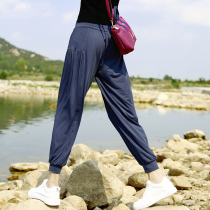 Outdoor new womens high waist cold silky lantern fast dry pants breathable sweat-absorbing cold pants leisure sports morning exercise