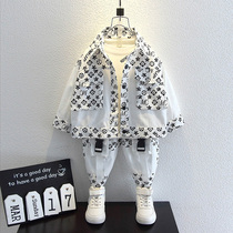 Boys autumn clothes suit 2021 new net red ocean gas trendy children clothes autumn little boy clothes handsome tide cards