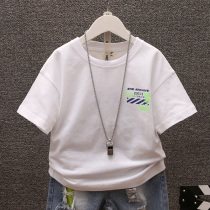 Boy Clothing Boy Short Sleeve T-shirt 2022 Summer New CUHK Children Ocean Gas Printed Pure Cotton Male Treasure Half Sleeve Compassionate 9