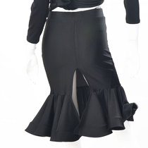 Exotic Dance Latin Dance Pack Hip Fish Bone Lotus Leaf Side Large Hem Lace Latin practice dance dress S15056