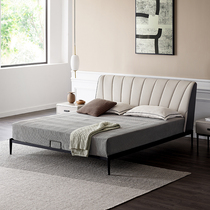 Yichao Italian light luxury bed Nordic Leather double bed Modern simple minimalist wedding bed 1 8 meters master bedroom home