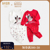 Long life rich baby clothes autumn split suit Chinese style men and women baby cotton T-shirt pants two-piece set