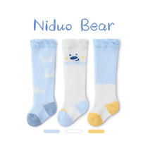 Nordic bear baby knee stockings baby socks summer thin newborn socks anti-mosquito non-leg Cotton