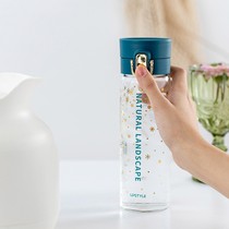 Glass water Cup ins creative personality trend tea female Korean fresh and cute summer portable bomb cover tea cup