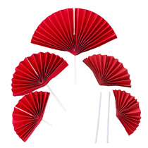 Semi-folded fan sun flower cake inserts China Wind large red fan Birthday Decoration Plug-in Sweet arrangement