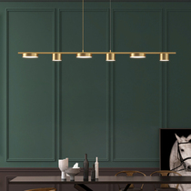 Restaurant chandelier post-modern Nordic minimalist dining room lights creative all copper long strip minimalist window dining table bar lamps