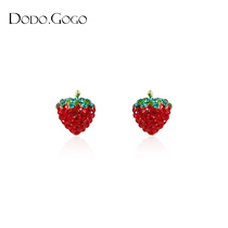 Red Strawberry Ear Nail Woman 2021 New Tide Temperament Net Red Ear Accessories New Year Autumn Winter Fashion Earrings Trinkets