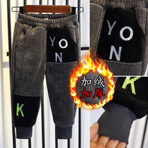 Boy gush pants winter thickened cotton pants one over winter baby clothes outside wearing children light core suede warm pants