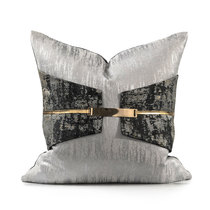 (Full edge) model room sofa pillow cushion bag New Chinese metal leather light luxury bedroom bedside waist pillow case