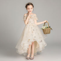 Childrens dress princess dress girl fluffy yarn little girl foreign air flower child wedding dress host piano performance dress