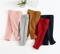 Autumn girls leggings baby thin trousers open file Belly Belly protection Baby foreign atmosphere Joker slim pants small children