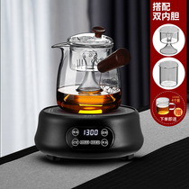 God carving thickened heat-resistant and high-temperature Rosewood side glass cooking teapot electric pottery stove kung fu tea set tea accessories
