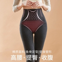 Hard leg artifact high waist belly trousers female sweet warm pants in autumn winter warm pants in one body pantyard socks