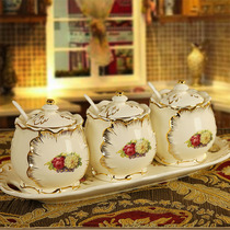 Mingla European ceramic seasoning tank creative seasoning bottle 4 pieces 3 pieces set Salt Tank oil tank seasoning box