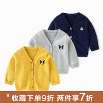 Baby sweater Spring and autumn outside the childrens boy knitted sweater Childrens clothing Autumn and winter newborn baby cardigan jacket