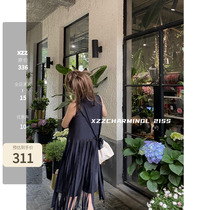 Xzz MALIY#流苏无袖背心连衣裙女夏季2021新款黑色小众设计感罩裙