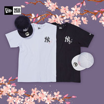 New Era nyvah MLB couple short sleeve NY cherry blossom embroidery men and women casual round neck T-shirt summer