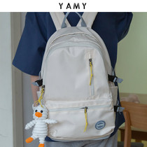 Flower Xi's double-shoulder bag female crowd design ins computer backpack is about white waterproof nylon college student bag