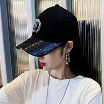 Tide brand summer net hat female Korean version of fashion rhinestone D letter cap student Spring Street sunscreen hat