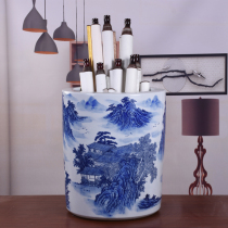 Jingdezhen ceramic vase blue and white arrow cone painting tube reel cylinder modern home living room decoration decoration crafts