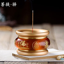 Ancient glass brass glass sandalwood stove incense stove standing incense burner thickened Taiwan craft incense burner Buddha utensils for home use