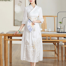 Tea suit female Zen Chinese style style female style dress Spring improved Hansen temperament famous and high-end dress