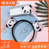 Girl tide little girl hair card hair headdress cute Chengdu specialty Panda gift Plush hair circle Little fairy hair ring