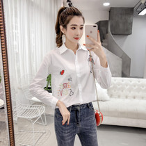 chic long sleeve white shirt women korean style 2022 spring autumn new port style top autumn pure cotton loose lazy shirt