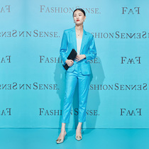 In the spring of 2022 a new blue long-sleeved suit feminine recreational occupation is loaded with a spring and autumn deduction