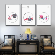 Su embroidery porch decorative painting new Chinese living room bedroom triple hanging painting hand embroidery landscape painting study mural painting