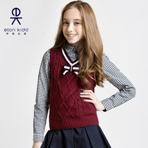 Eaton Guild school uniforms girls knit vest Spring and autumn money girls Butterfly knot chicken heart collar waistcoat 15B208