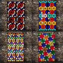 European and American retro opaque opaque church glass stickers Balcony Republic Windows Windows Flower Sticklight color adhesive film