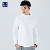 Hanska Spring & Autumn 2021 undershirt mens brushed underwear half-height neck double-sided de velvet long-sleeved T-shirt top