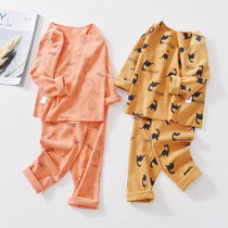 Childrens thermal underwear set autumn and winter de velvet cotton sweater without bone seams baby boys and girls autumn clothes and johns fever