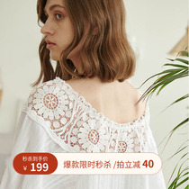 Dodo Cocoa Pyjamas Woman Spring Summer New Pure Cotton Lace Slim sexy mid-sleeve shorts suit can be worn out