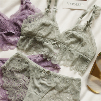 European and American womens bra sexy cotton lace embroidery comfortable breathable without steel ring girl underwear set new spring and summer