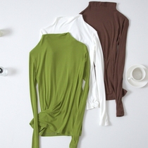 Pure color half-height collar undershirt woman 2020 fall new standout collar base long sleeve t-shirt with a thin jacket cotton