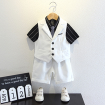 Childrens suit Summer boy suit Shuai Inren Wind West clothes little boy flowers childrens gown and clothes for baby